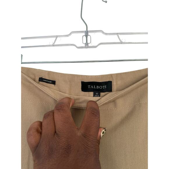 Talbots Tan Khaki Work Office Business Career Heritage Ankle‎ Pants Size 12 - Picture 2 of 10